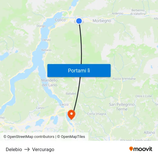 Delebio to Vercurago map