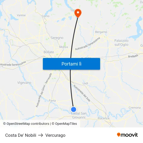 Costa De' Nobili to Vercurago map