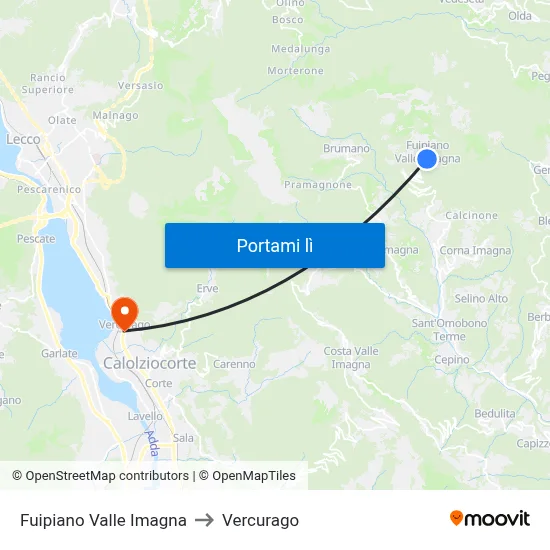Fuipiano Valle Imagna to Vercurago map
