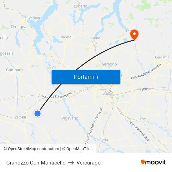 Granozzo Con Monticello to Vercurago map
