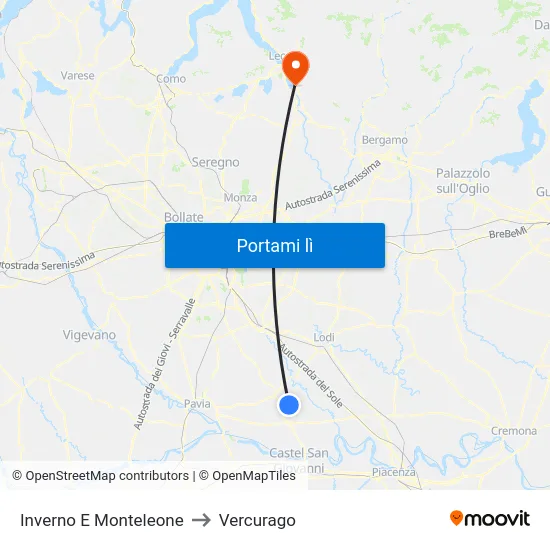 Inverno E Monteleone to Vercurago map