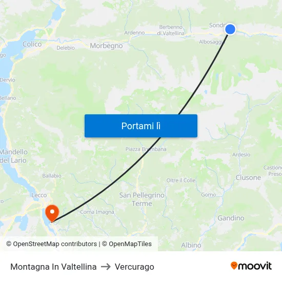 Montagna In Valtellina to Vercurago map