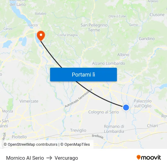 Mornico Al Serio to Vercurago map