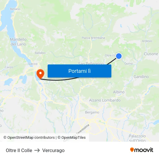 Oltre Il Colle to Vercurago map