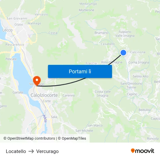 Locatello to Vercurago map