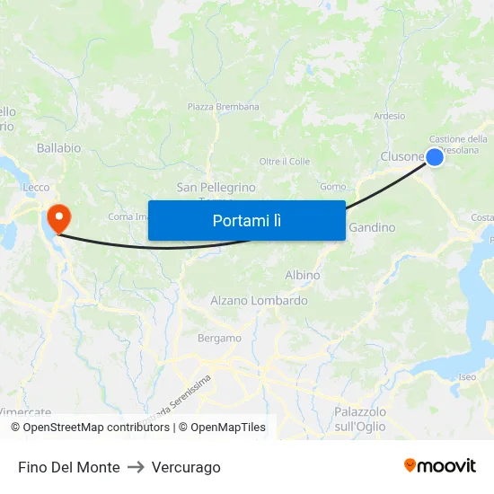 Fino Del Monte to Vercurago map