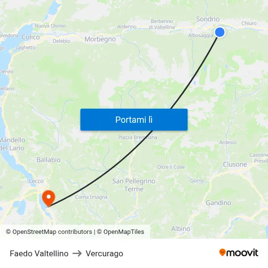 Faedo Valtellino to Vercurago map