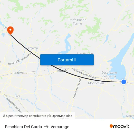 Peschiera Del Garda to Vercurago map