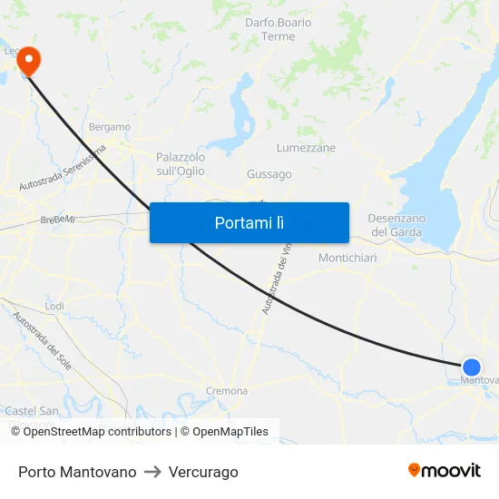 Porto Mantovano to Vercurago map
