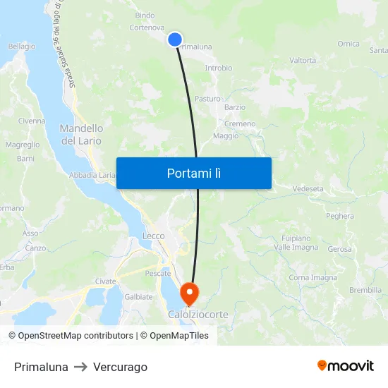 Primaluna to Vercurago map