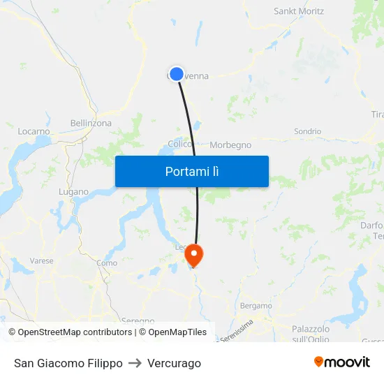 San Giacomo Filippo to Vercurago map