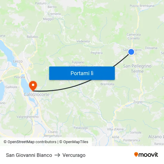 San Giovanni Bianco to Vercurago map