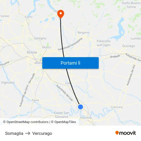 Somaglia to Vercurago map