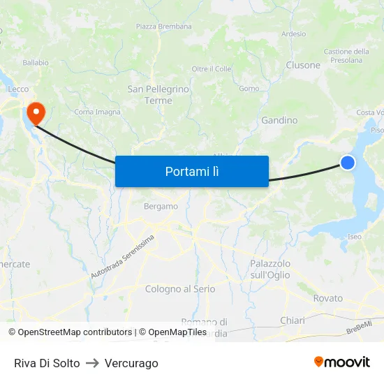 Riva Di Solto to Vercurago map