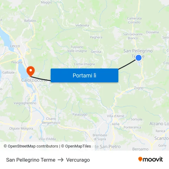 San Pellegrino Terme to Vercurago map