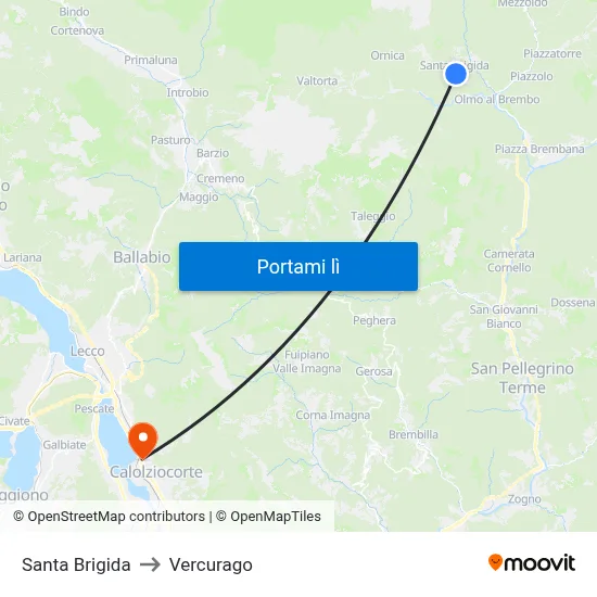Santa Brigida to Vercurago map