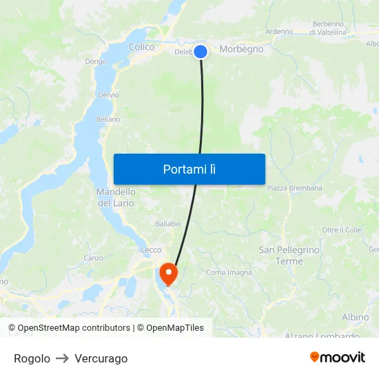 Rogolo to Vercurago map