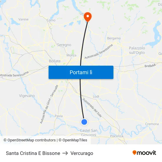 Santa Cristina E Bissone to Vercurago map