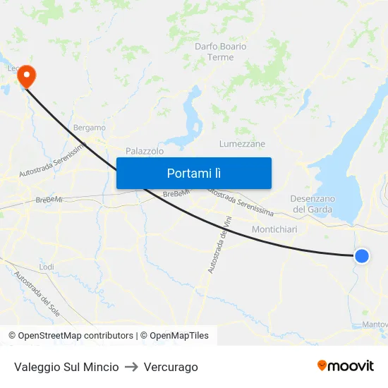 Valeggio Sul Mincio to Vercurago map