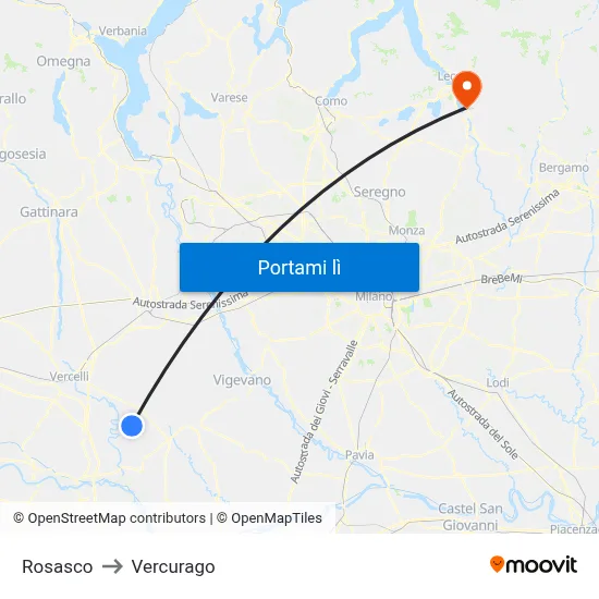 Rosasco to Vercurago map