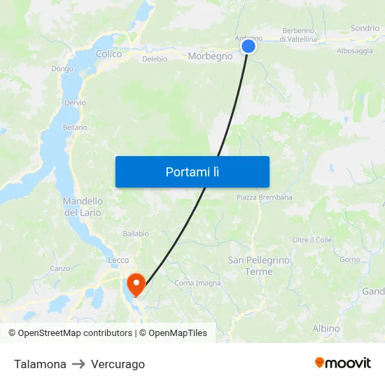 Talamona to Vercurago map