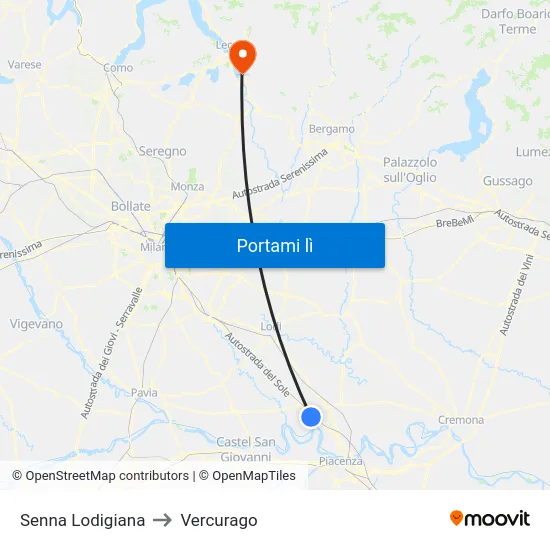 Senna Lodigiana to Vercurago map