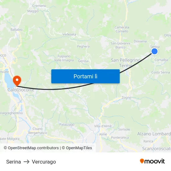 Serina to Vercurago map