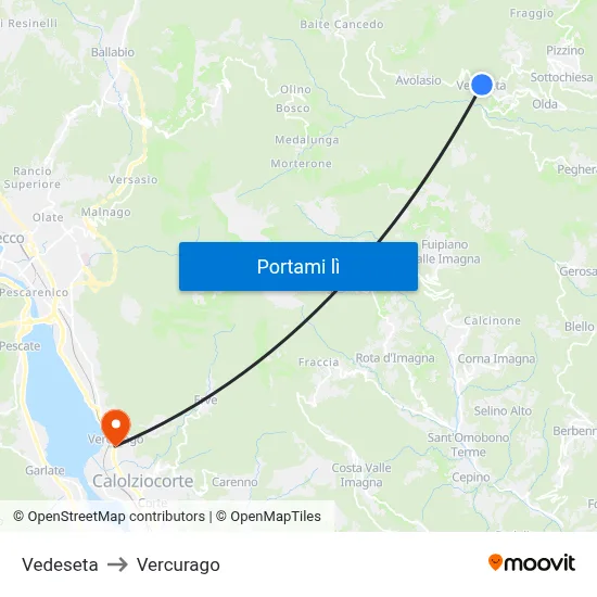 Vedeseta to Vercurago map