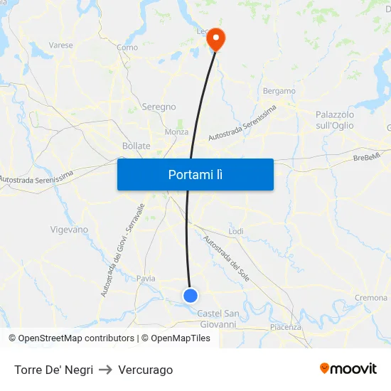 Torre De' Negri to Vercurago map