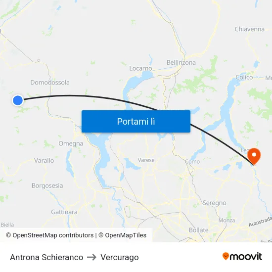 Antrona Schieranco to Vercurago map