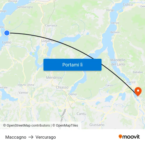 Maccagno to Vercurago map