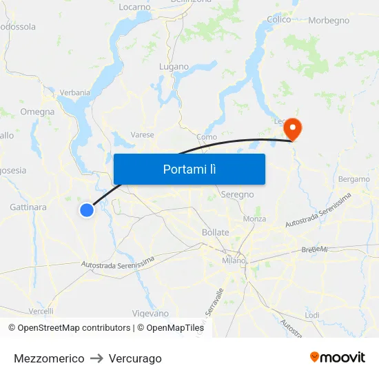 Mezzomerico to Vercurago map