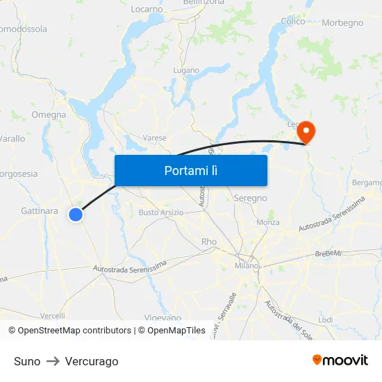 Suno to Vercurago map