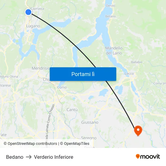 Bedano to Verderio Inferiore map