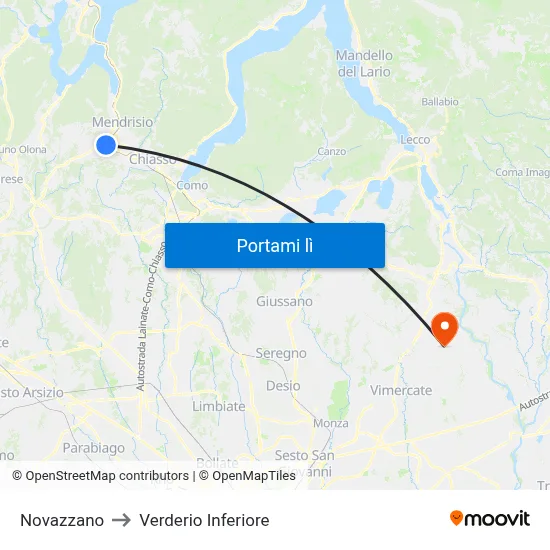Novazzano to Verderio Inferiore map