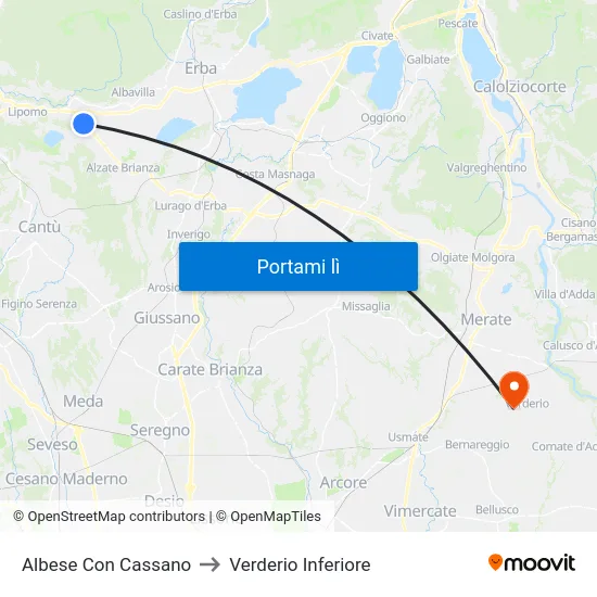 Albese Con Cassano to Verderio Inferiore map