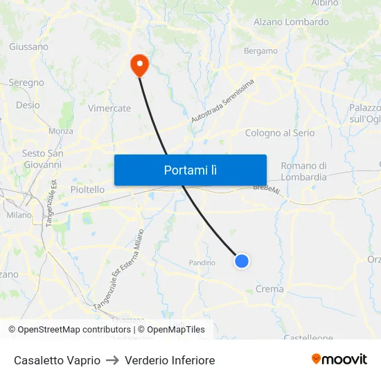 Casaletto Vaprio to Verderio Inferiore map