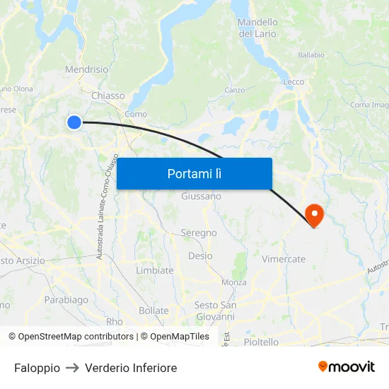 Faloppio to Verderio Inferiore map