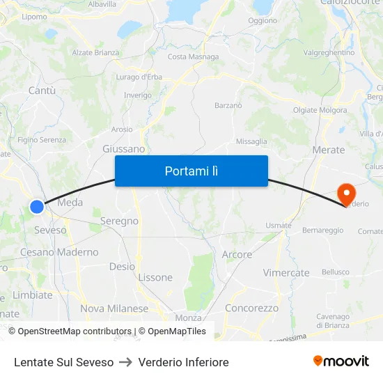 Lentate Sul Seveso to Verderio Inferiore map
