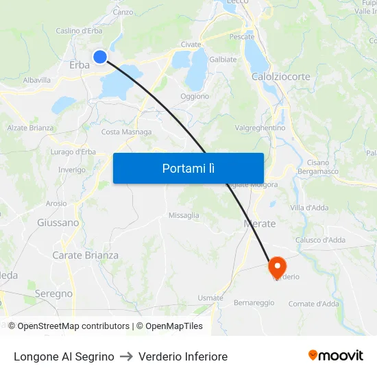 Longone Al Segrino to Verderio Inferiore map