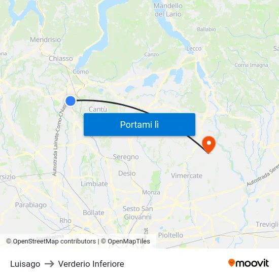 Luisago to Verderio Inferiore map