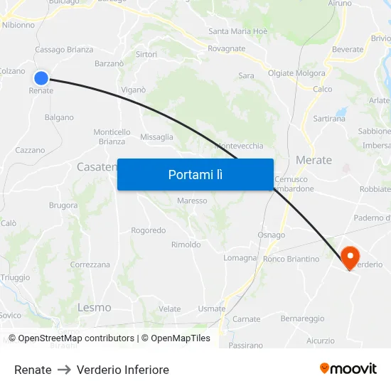 Renate to Verderio Inferiore map