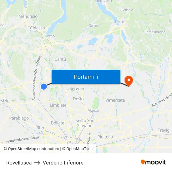 Rovellasca to Verderio Inferiore map