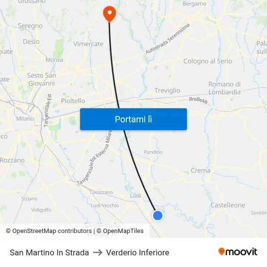 San Martino In Strada to Verderio Inferiore map