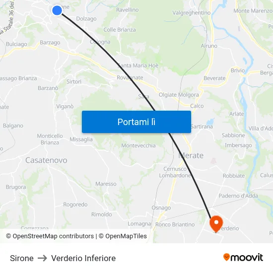 Sirone to Verderio Inferiore map