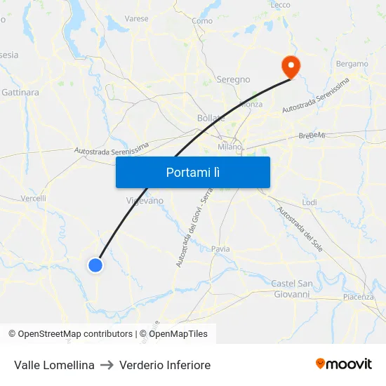 Valle Lomellina to Verderio Inferiore map