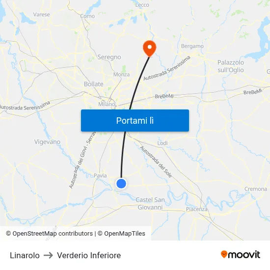 Linarolo to Verderio Inferiore map