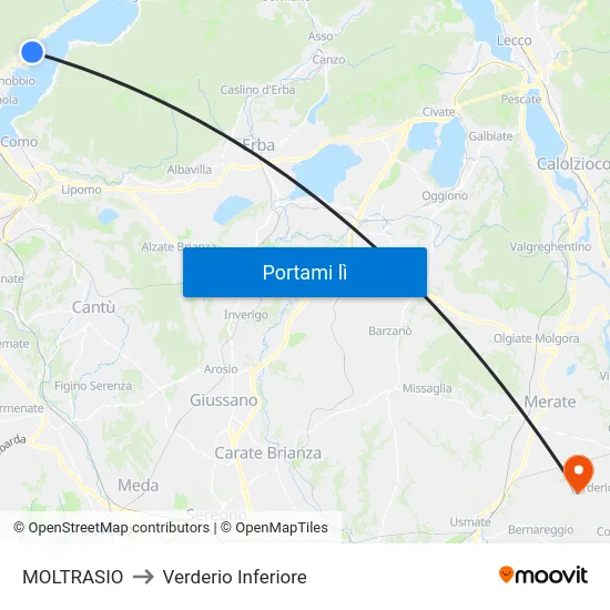 MOLTRASIO to Verderio Inferiore map