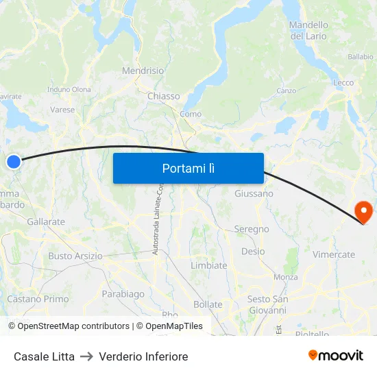 Casale Litta to Verderio Inferiore map