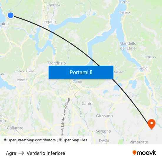 Agra to Verderio Inferiore map
